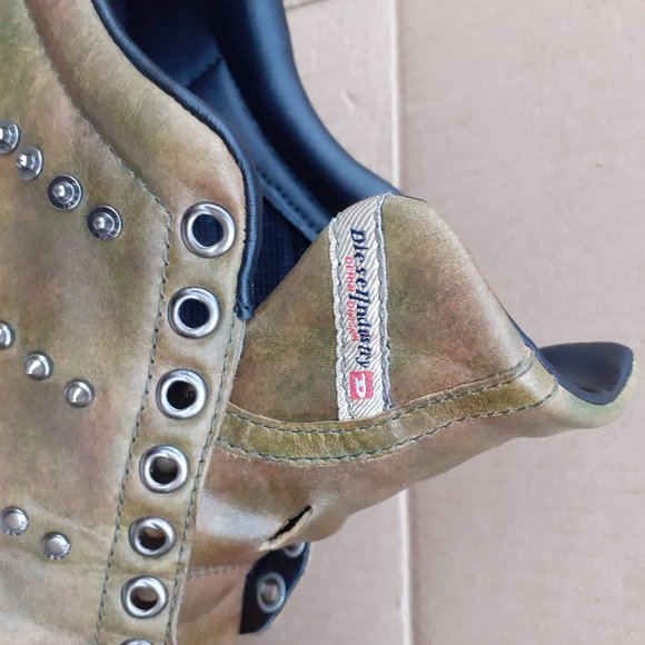 DIESEL x ADIDAS STAN SMITH 100%LEATHER Spooky Spike Goth Rebel Sneaker Antique 9 - Picture 6 of 12